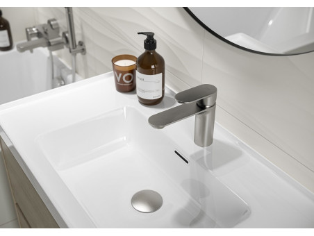 Badmöbel Set CREAZ 100 Waschbecken-Unterschrank mit Hochschrank 140x40x25, 2-Türen, Weiß