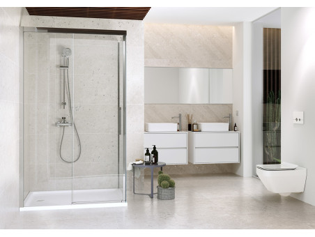 Badmöbel Set CREAZ 120 Waschbecken-Unterschrank mit Hochschrank 140x40x25, 2-Türen, Weiß