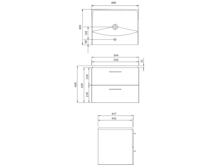 Badmöbel Set LARAZ CITY 60 Waschbecken-Unterschrank mit Hochschrank 150x30x25, 2-Türen, Grau