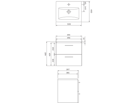 Badmöbel Set LARAZ COMO 50 Waschbecken-Unterschrank mit Hochschrank 150x30x25, 2-Türen, Grau
