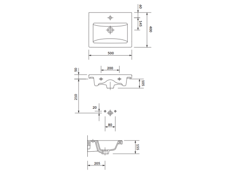 Badmöbel Set LARAZ COMO 50 Waschbecken-Unterschrank mit Hochschrank 150x30x25, 2-Türen, Grau