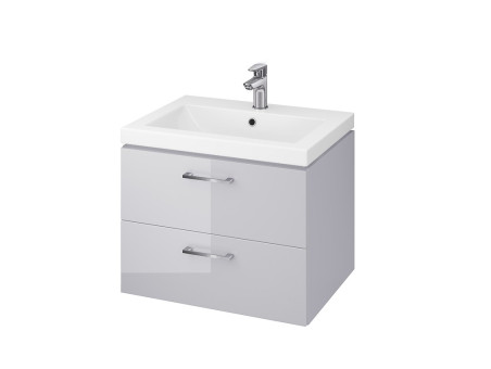 Badmöbel Set LARAZ COMO 60 Waschbecken-Unterschrank mit Hochschrank 150x30x25, 2-Türen, Grau