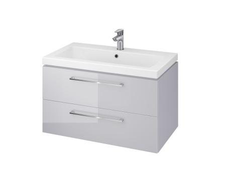 Badmöbel Set LARAZ COMO 80 Waschbecken-Unterschrank mit Hochschrank 150x30x25, 2-Türen, Grau