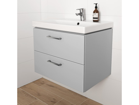 Badmöbel Set LARAZ COMO 80 Waschbecken-Unterschrank mit Hochschrank 150x30x25, 2-Türen, Grau