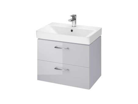 Badmöbel Set LARAZ MILLE SLIM 60 Waschbecken-Unterschrank mit Hochschrank 150x30x25, 2-Türen, Grau