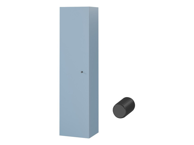 Badezimmer Hochhängeschrank Hochschrank Türen LARGA 160 Blau, Schwarz Möbelknopf Ø 12 mm mit Spiegel