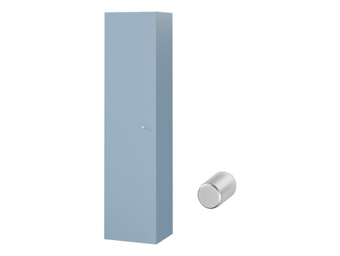 Badezimmer Hochhängeschrank Hochschrank Türen LARGA 160 Blau, Golden Möbelknopf Ø 12 mm mit Spiegel