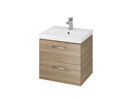 Badmöbel Set LARAZ CITY 50 Waschbecken-Unterschrank mit Hochschrank 150x30x25, 2-Türen, Nussbaum