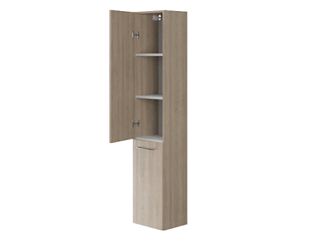 Badmöbel Set LARAZ CITY 50 Waschbecken-Unterschrank mit Hochschrank 150x30x25, 2-Türen, Nussbaum