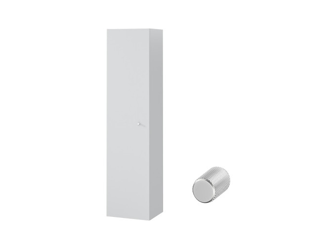 Badezimmer Hochhängeschrank Hochschrank Türen LARGA 160 Grau, Silber Möbelknopf Ø 12 mm mit Spiegel