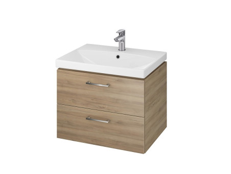 Badmöbel Set LARAZ CITY 60 Waschbecken-Unterschrank mit Hochschrank 150x30x25, 2-Türen, Nussbaum