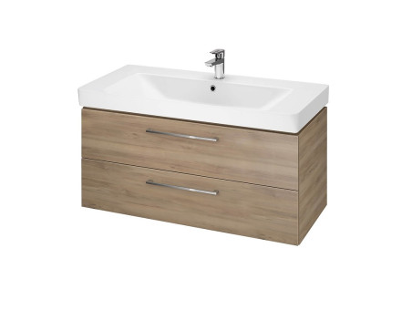 Badmöbel Set LARAZ MILLE 100 Waschbecken-Unterschrank mit Hochschrank 150x30x25, 2-Türen, Nussbaum