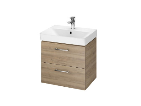 Badmöbel Set LARAZ MILLE SLIM 50 Waschbecken-Unterschrank mit Hochschrank 150x30x25, 2-Türen, Nussbaum