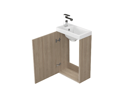 Badmöbel Set LARAZ COMO 40 Waschbecken-Unterschrank mit Hochschrank 150x30x25, 2-Türen, Nussbaum