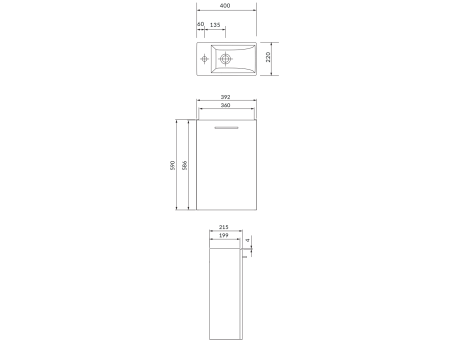 Badmöbel Set LARAZ COMO 40 Waschbecken-Unterschrank mit Hochschrank 150x30x25, 2-Türen, Nussbaum