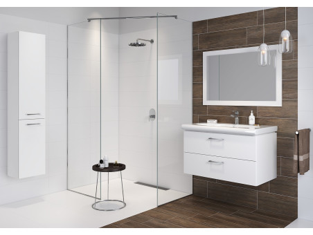 Badmöbel Set LARAZ CITY 50 Waschbecken-Unterschrank mit Hochschrank 150x30x25, 2-Türen, Weiß