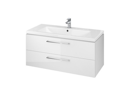 Badmöbel Set LARAZ COMO 100 Waschbecken-Unterschrank mit Hochschrank 150x30x25, 2-Türen, Weiß