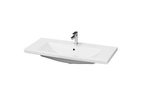 Badmöbel Set LARAZ COMO 100 Waschbecken-Unterschrank mit Hochschrank 150x30x25, 2-Türen, Weiß