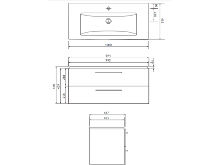 Badmöbel Set LARAZ COMO 100 Waschbecken-Unterschrank mit Hochschrank 150x30x25, 2-Türen, Weiß