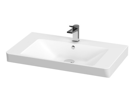 Badmöbel Set LARAZ MILLE 80 Waschbecken-Unterschrank mit Hochschrank 150x30x25, 2-Türen, Weiß