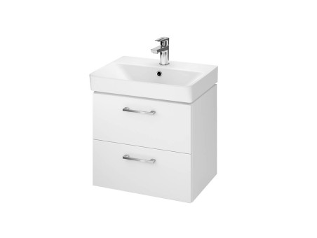 Badmöbel Set LARAZ MILLE SLIM 50 Waschbecken-Unterschrank mit Hochschrank 150x30x25, 2-Türen, Weiß