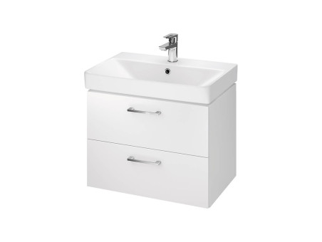 Badmöbel Set LARAZ MILLE SLIM 60 Waschbecken-Unterschrank mit Hochschrank 150x30x25, 2-Türen, Weiß