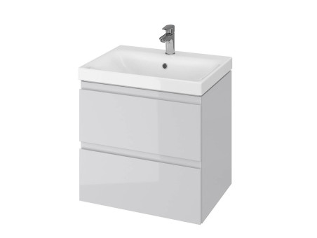 Badmöbel Set MODUO 60 Waschbecken-Unterschrank, Hochschrank 160x40x34, Türen mit Spiegel, Grau