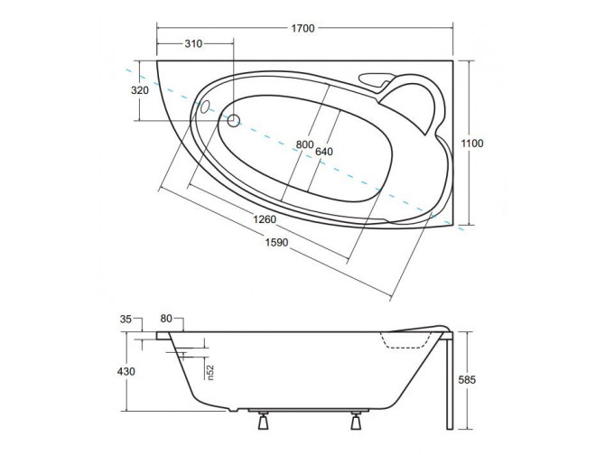 Badewanne Eckwanne Finezja 170x110...