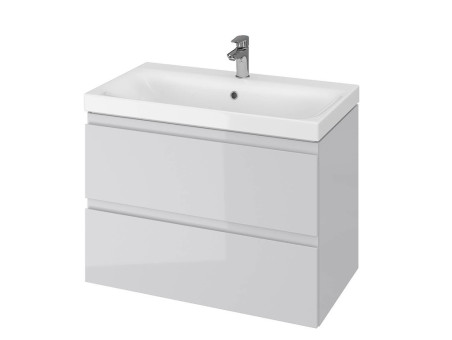 Badmöbel Set MODUO 80 Waschbecken-Unterschrank, Hochschrank 160x40x34, Türen mit Spiegel, Grau