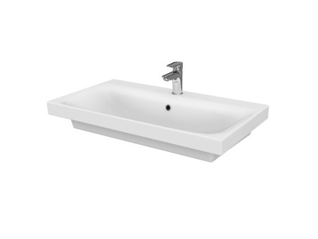 Badmöbel Set MODUO 80 Waschbecken-Unterschrank, Hochschrank 160x40x34, Türen mit Spiegel, Grau