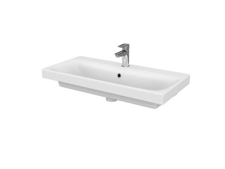 Badmöbel Set MODUO SLIM 80 Waschbecken-Unterschrank, Hochschrank 160x40x34, Türen mit Spiegel, Grau