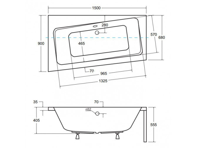 Badewanne Eckwanne Infinityz 150x90...