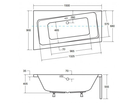 Badewanne Eckwanne Infinityz 150x90 Links | Ablauf Viega & Füße GRATIS !
