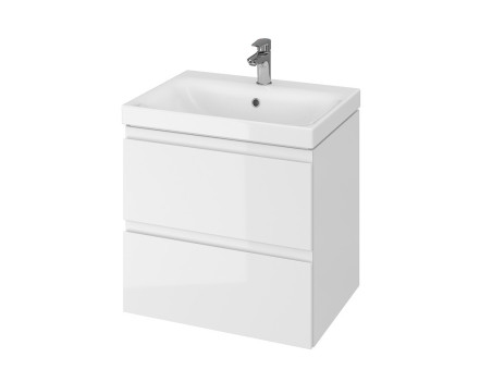 Badmöbel Set MODUO 60 Waschbecken-Unterschrank, Hochschrank 160x40x34, Türen mit Spiegel, Weiß