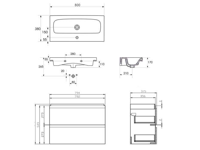Badmöbel Set MODUO SLIM 80... Badmöbel Set MODUO SLIM 80...
