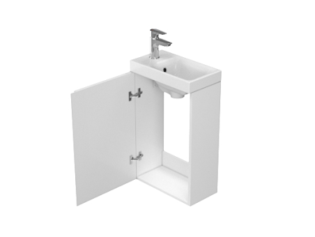 Badmöbel Set MODUO 40 Waschbecken-Unterschrank, Hochschrank 160x40x34, Türen mit Spiegel, Weiß