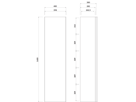 Badmöbel Set VIRGO 60 Waschbecken-Unterschrank, Hochschrank 160x40x30, Türen mit Spiegel, Grau Eiche, Silber Möbelgriffe