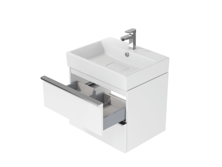 Badmöbel Set VIRGO 60 Waschbecken-Unterschrank, Hochschrank 160x40x30, Türen mit Spiegel, Weiß, Schwarz Möbelgriffe