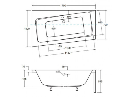 Badewanne Eckwanne Infinityz 170x110 Links | Ablauf Viega & Füße GRATIS !