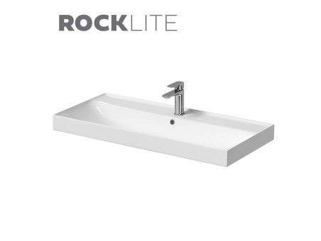 Badmöbel Set LARGA 100 Waschbecken-Unterschrank, Hochschrank 160, Türen mit Spiegel, Weiß, Schwarz Möbelgriffe