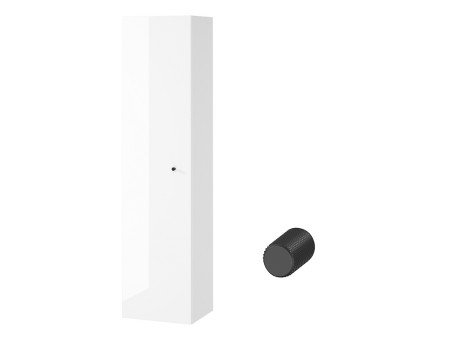 Badmöbel Set LARGA 50 Waschbecken-Unterschrank, Hochschrank 160, Türen mit Spiegel, Weiß, Schwarz Möbelgriffe