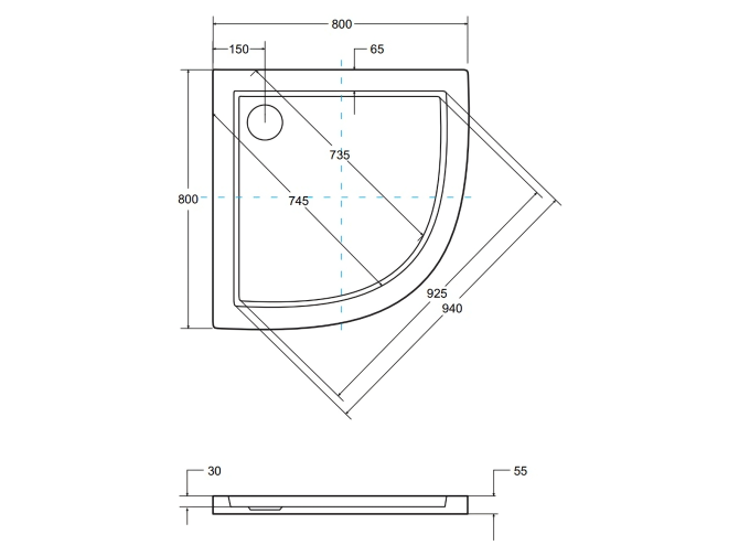 Duschwanne Halbrund Aron 80x80... Duschwanne Halbrund Aron 80x80...