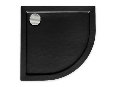 Duschwanne Halbrund Aron 90x90 Schwarz | Ablaufgarnitur im SET!