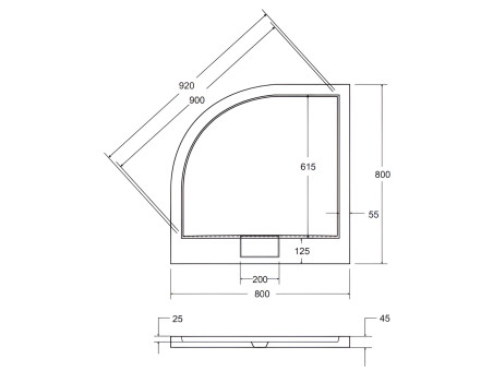 Duschwanne Halbrund Axim Slim 80x80 Schwarz | Ablaufgarnitur im SET!