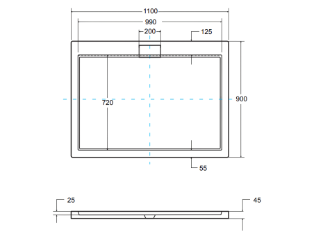 Duschwanne Rechteck Axim Slim 110x90 Schwarz | Ablaufgarnitur im SET !