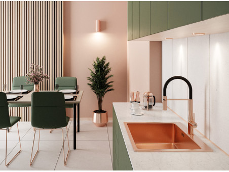 Edelstahlspüle in Kupferfarben MARMARA 59x51 | Siphon im SET!