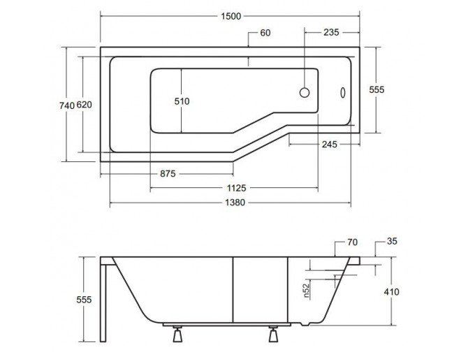 Badewanne Eckwanne Integraz 150x75... Badewanne Eckwanne Integraz 150x75...