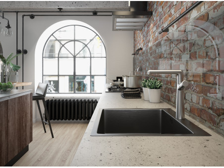 Edelstahlspüle in Graphit MARMARA 59x51 | Siphon im SET!