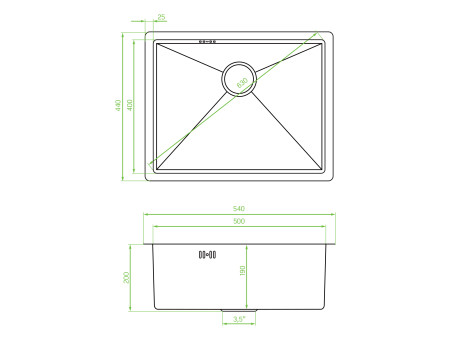 Edelstahlspüle in Inox MARMARA 54x44 | Siphon im SET!