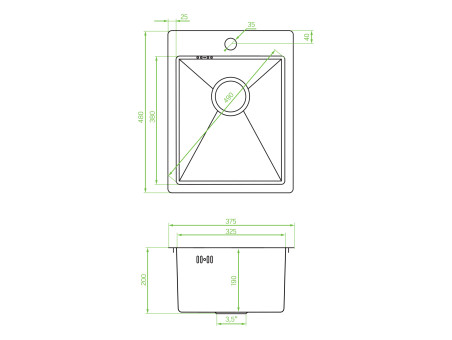 Edelstahlspüle in Kupferfarben MARMARA 37,5x48 | Siphon im SET!